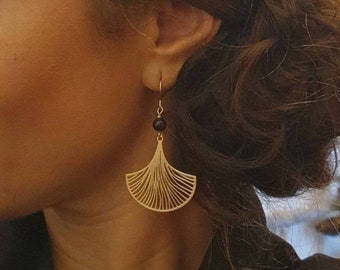 Die Golden Collection, Ginkgoblatt-Ohrringe – Schmuck für Frauen. Handgefertigtes Schmuckgeschenk
