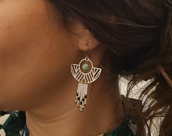 Dangle earrings | Miyuki beads | Beaded fringes | boho style | Jewelry for women | handcrafted jewelry | hand woven