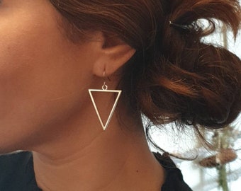 Silver triangle earrings - Women's jewelry. Handcrafted jewelry gift