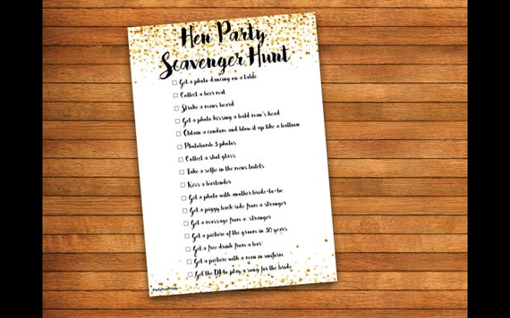 Hen Party Game Scavenger Hunt Printable PDF Print at | Etsy UK