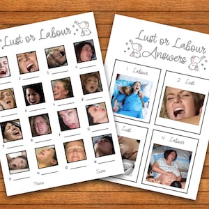 Baby Shower Game - Lust or Labour - Printable PDF - Print at Home