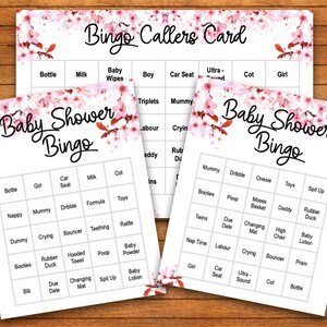 Baby Shower Printable Bingo Game - up to 30 players - downloadable PDF