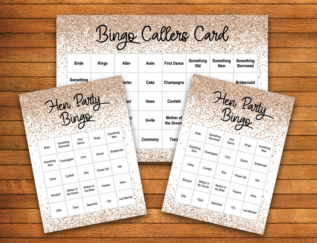 Hen Party Bingo Game - Printable PDF - Print at Home - 30 Players - Rose Gold Confetti - Etsy UK