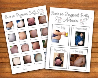 Baby Shower Game - Beer Belly or Pregnant Belly - Printable PDF - Print at Home - Baby Elephant