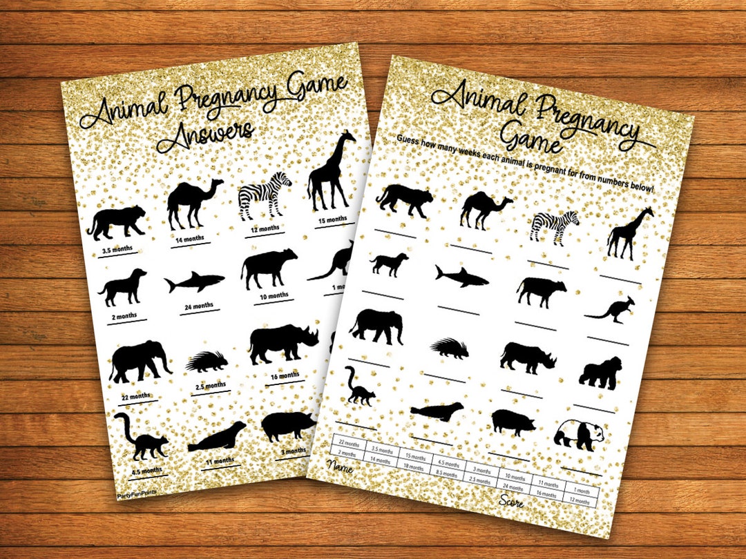 Baby Shower Game - Animal Pregnancy Game - Printable PDF - Print at ...