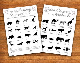 Baby Shower Animal Pregnancy Game - Printable PDF - Print at Home - Baby Elephant