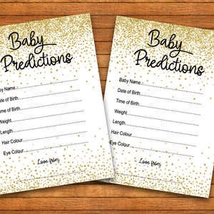 Baby Shower Game - Baby Predictions - Printable PDF - Print at Home - Gold Confetti