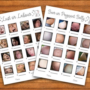 Baby Shower Game Bundle - Lust or Labour and Beer Belly or Pregnant Belly - Printable PDF - Print at Home - Baby Elephant