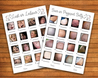 Baby Shower Game Bundle - Lust or Labour and Beer Belly or Pregnant Belly - Printable PDF - Print at Home - Baby Elephant