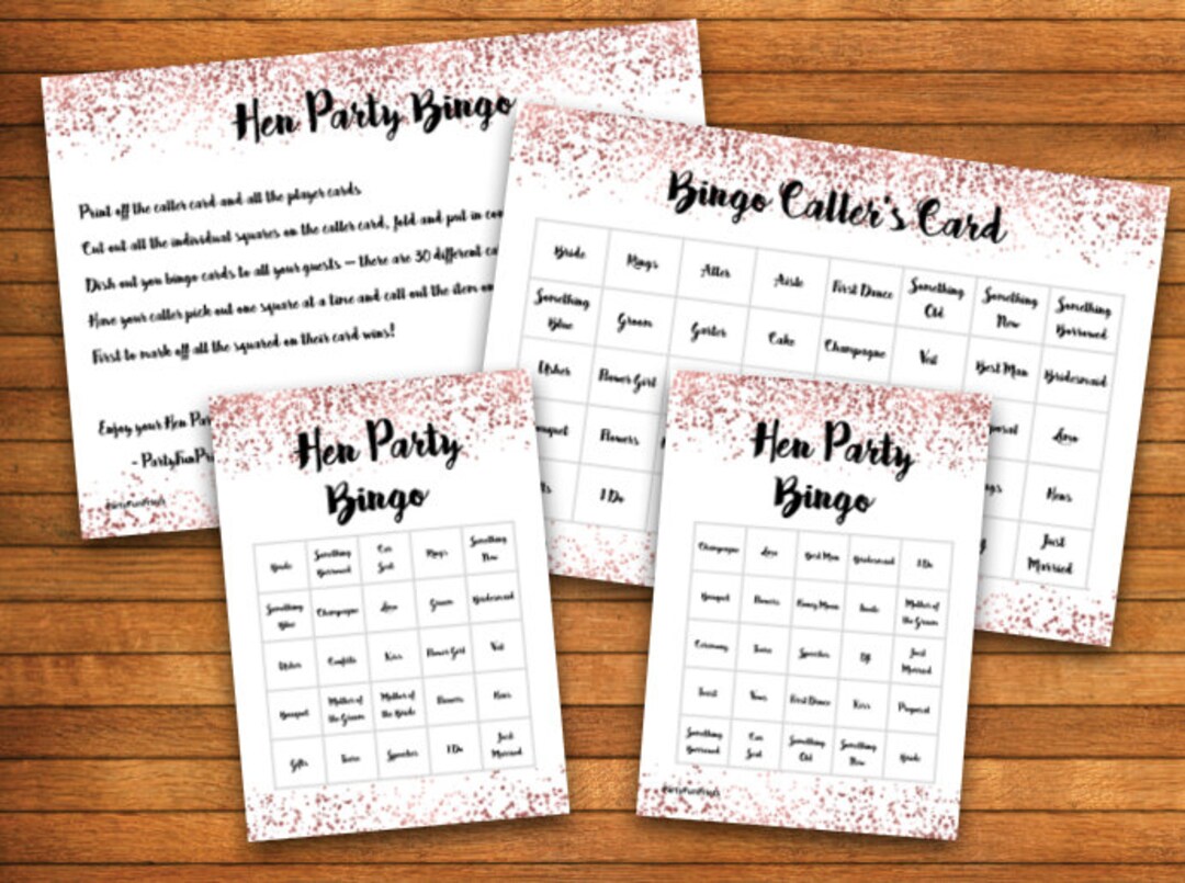 Hen Party Bingo Game Printable PDF Print at Home 30 - Etsy UK