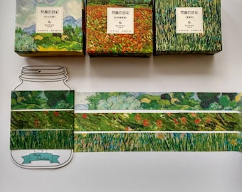 Washi Tape Samples Set Green Landscape | Wolken Berge Van Gogh Dschungel Blätter blau Gipfel Landschaft