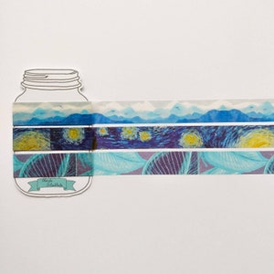 Washi Tape Samples Set Notte Stellata | Nuvole Montagne Van Gogh Giungla Lascia Blue Peak Paesaggio