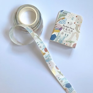 Washi Tape-voorbeelden Wild Life | Afplaktape PET-tape jungleplanten goudfolieballon