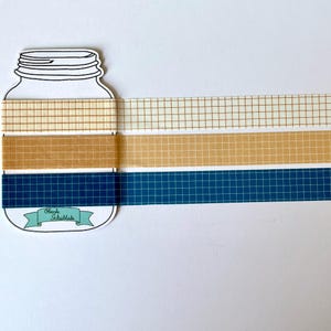 Zestaw próbek taśmy Washi Siatka Niebieski Beżowy Biały | taśma maskująca w kratkę, geometryczna