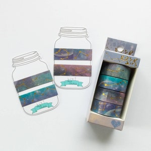 I campioni di nastro washi impostano le costellazioni | galassia lamina d'oro galassia blu glitter oro lamina spazio viaggio notte scrapbook