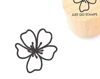 Flower Rubber Stamp - Circle Plant Stamp (30mm)