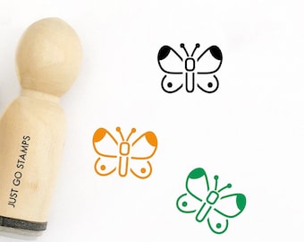 Butterfly Rubber Stamp - Laser Engraved Wood Mount (Φ16mm/20mm/25mm)