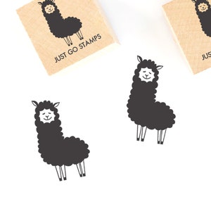 Rubberstempel alpaca - Φ30/40 mm vierkante stempel - dierenstempels - lama's
