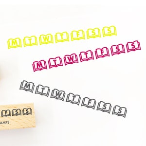 Reading Books Stripe Rubber Stamp - Φ10 x 45mm Mini Stamp - ReadingTrack Planner Stamp - Bullet Journal Stamp -  Decorative Stamp