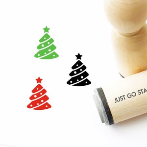 Timbro in gomma con albero di Natale - Mini timbro Φ16mm - Timbro di Natale