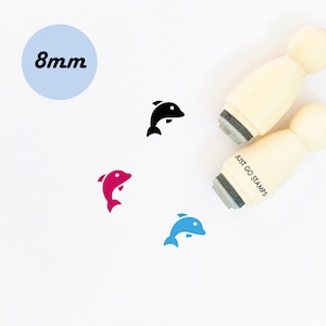 Dolphin Rubber Stamp - Φ8mm Mini Stamp - Animal Stamp - Planner Stamp