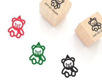 Bear Rubber Stamp - Φ20/30/40mm Mini Stamp -  Christmas Bear Stamp - Winter Bear Stamp