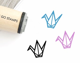 Origami Crane Rubber Stamp - Φ16mm/20mm/25mm Rubber Stamp - Paper Fold Stamp - Handcraft Stamp - Planner Stamp