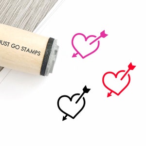 Sello de goma para corazón de flecha - Sello de goma de 16 mm / 20 mm / 25 mm - sellos de corazón - sello de amor