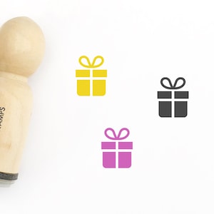 Gift Box Rubber Stamp - Φ16mm/20mm/25mm Rubber Stamp - Giftbox Stamp - Holiday Stamp