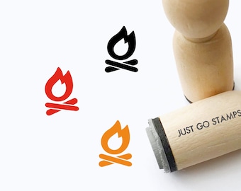 Sello de goma "Fogata" - Aventura al aire libre (Φ16 mm/20 mm/25 mm)