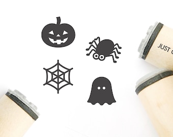 Halloween Rubber Stamp Set – Mini Pumpkin, Ghost, Spider (4 PCS)