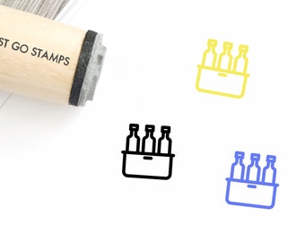 Beer Rubber Stamp - Φ16mm/20mm/25mm Rubber Stamp - Bottles Tray Stamp - Beer Carrier Stamp