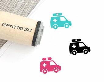 First aid Stamp 20mm Mini Stamps S501 Planner Stamp Ambulance Rubber Stamp 16mm Cute Ambulance Stamp