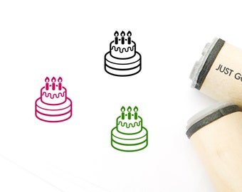 Birthday Cake Rubber Stamp - Party Decor (Φ16mm/20mm/25mm)