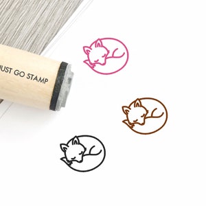 Rubberstempel slaapvos - Φ16 mm/20 mm/25 mm rubberstempel - dierenstempel - dierenstempel bos