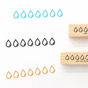 Timbro in gomma a strisce con goccia d'acqua - Mini timbro Φ10 x 45 mm - Timbro per pianificatore di tracciati acquatici - Timbro per bullet journal - Timbro decorativo