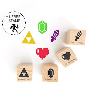 Set de 4 - Sello de goma Legend of Zelda - Mini Stamp de 20/30/40mm - Breath of the Wild Collection