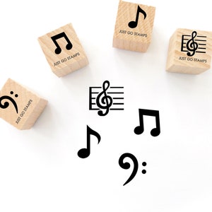 Juego de 4 sellos de goma con música, minisellos de Φ20/30/40 mm, sellos con notas musicales, disfruta de la música