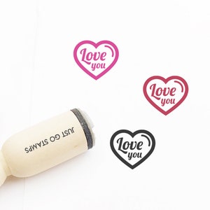 Love You Sello de goma - Sello de goma de 16 mm / 20 mm / 25 mm - sello de amor - sello de corazón