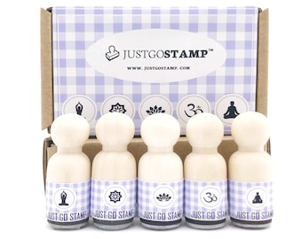 5 PCS Yoga Rubber Stamp - Φ16mm Stamp - Yoga Stamp Set - Yoga, Lotus, OM, Meditation Stamp - Sound of the Universe