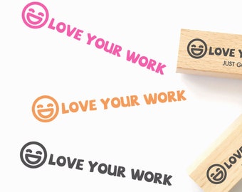 Love Your Work Rubber Stamp - Φ10 x 45mm Mini Stamp - Teachers Stamp - Words Planner Stamp - Scripts Stamp - Bullet Journal Stamp