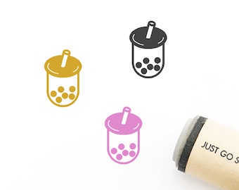 Bubble Tea Rubber Stamp - Φ16mm/20mm/25mm Rubber Stamp - Pearl Milk Tea Stamp