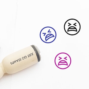 Sello de goma Emoji - Sello de goma de 16 mm / 20 mm / 25 mm - Sello de cara de grito - Sello de emoción