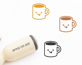 Glücklicher Kaffee-Stempel - 16mm/20mm/25mm Stempel - Hot Tea Stamp - Becher Stempel