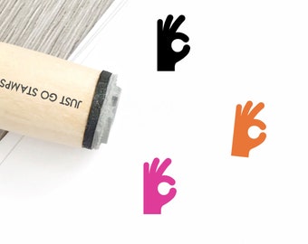 OK Hand Sign Rubber Stamp - Φ16mm/20mm/25mm Rubber Stamp - OK Gesture Stamp - Okay Stamp - Diary Stamp