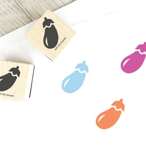 Eggplant Rubber Stamp - Φ20/30/40mm Mini Stamp -  Vegetables Stamp - Vegan Recipes