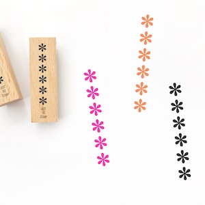 フラワーストライプゴム印 - Φ10 x 45 mm ミニスタンプ - 装飾スタンプ - プランナースタンプ - バレットジャーナルスタンプ