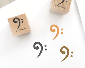 Bass Clef Rubber Stamp - Φ20/30/40mm Mini Stamp -  Music Note Rubber Stamp - Music Lover Stamp