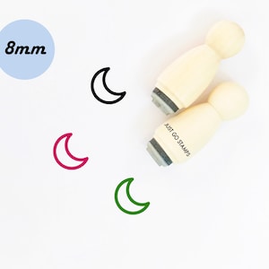 Sello de goma de la luna - mini sello de 8 mm - sello de la noche, sello de sueño, sello del tiempo