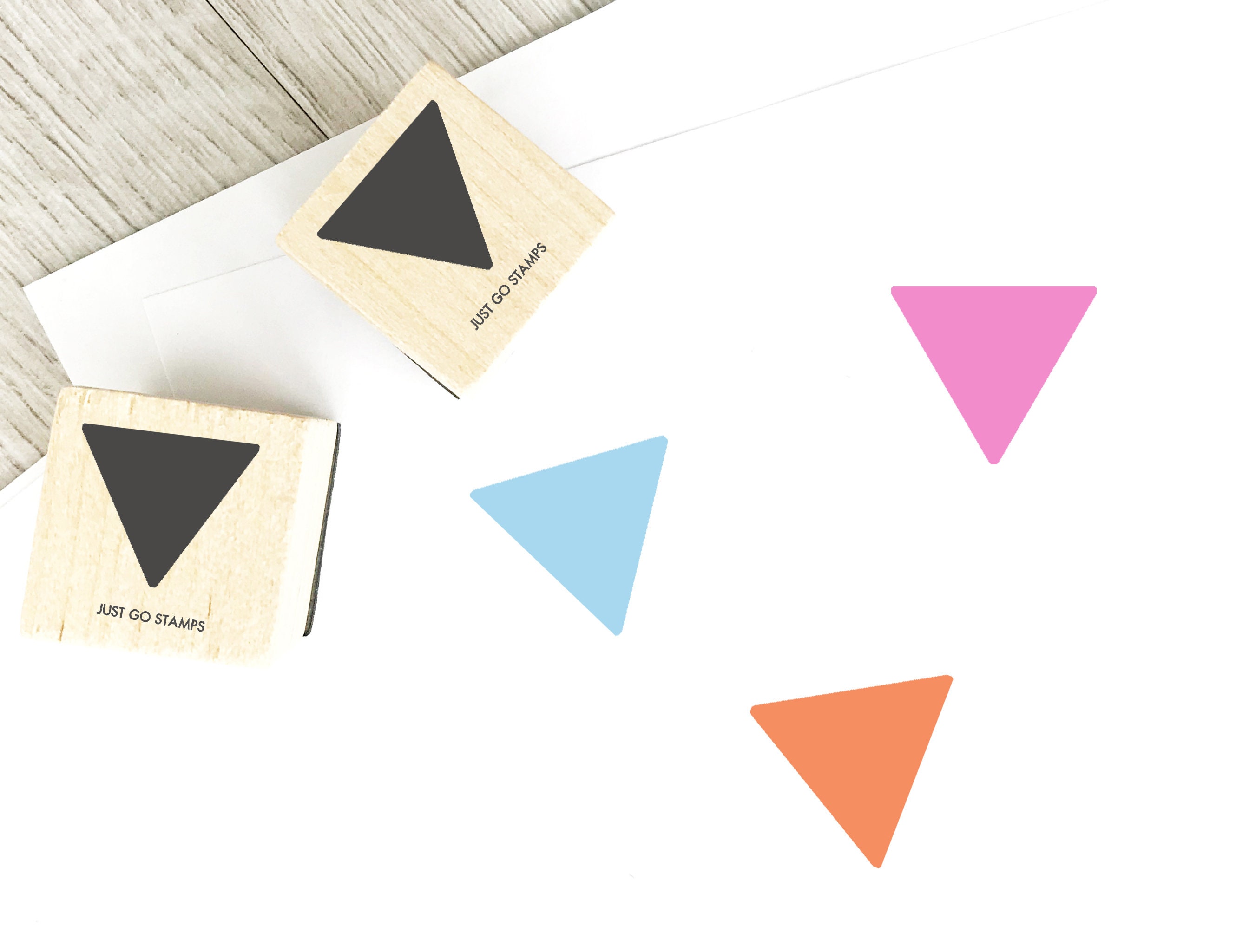 Stamp Pad Triangular Triangle Rubber Stamp – Mini Geometric Stamps, Wooden Holder - Etsy